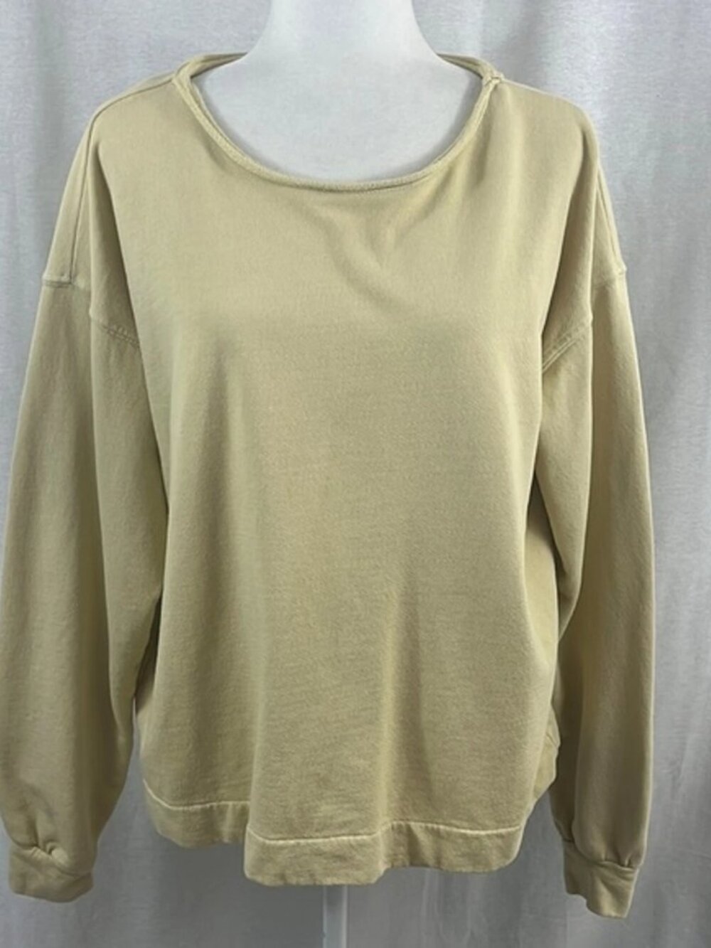 Cozeco Yellow Green Organic Cotton Lounge Beach Pullover Sweatshirt Womens SizeM